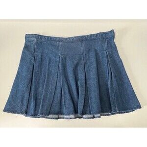SO High-Rise Pleated Denim Mini Skirt Juniors Size 17 Preppy Schoolgirl